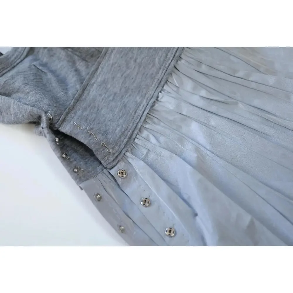 NWT Louis Vuitton Vintage Gray Pleated Flare Top Blouse FR-36 France